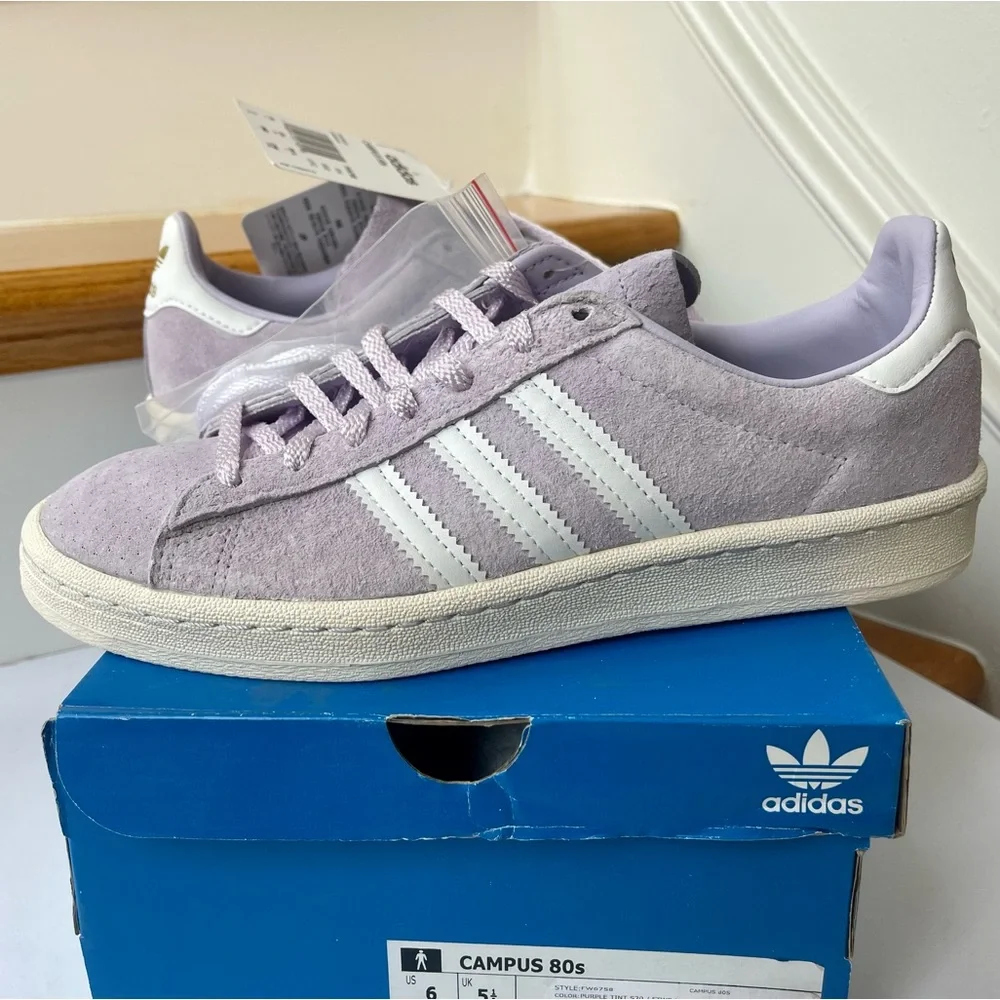 NWT Adidas Campus 80s Light Purple Sneakers leather , lavender - Picture 3 of 16